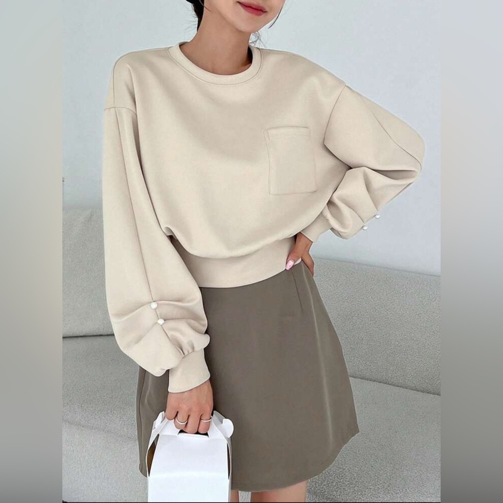 Dazy Soild Drop Shoulder Sweater - Picture 2 of 4